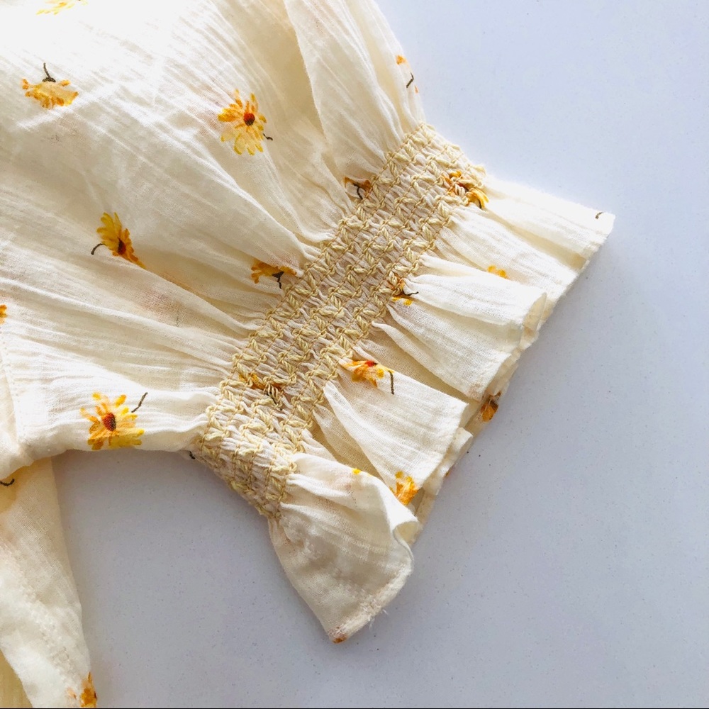 NWT Madewell Smocked Button Up Top in French Daisy XS - Picture 6 of 7